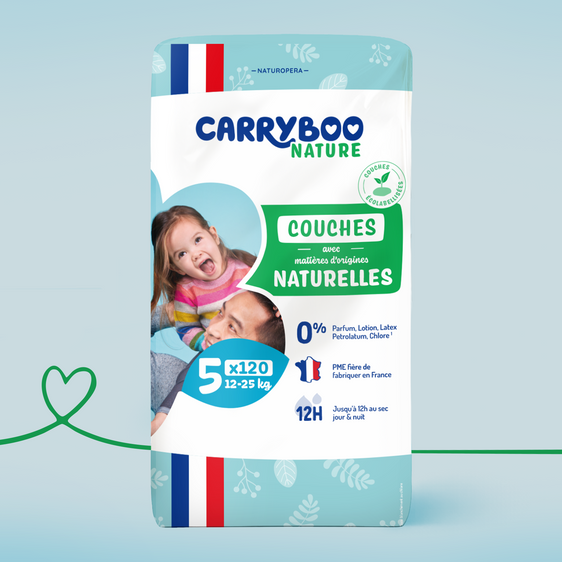 Couches Bébé Écologiques Carryboo Nature - Taille 5 Couches Bébé Écologiques Carryboo Nature - Taille 5