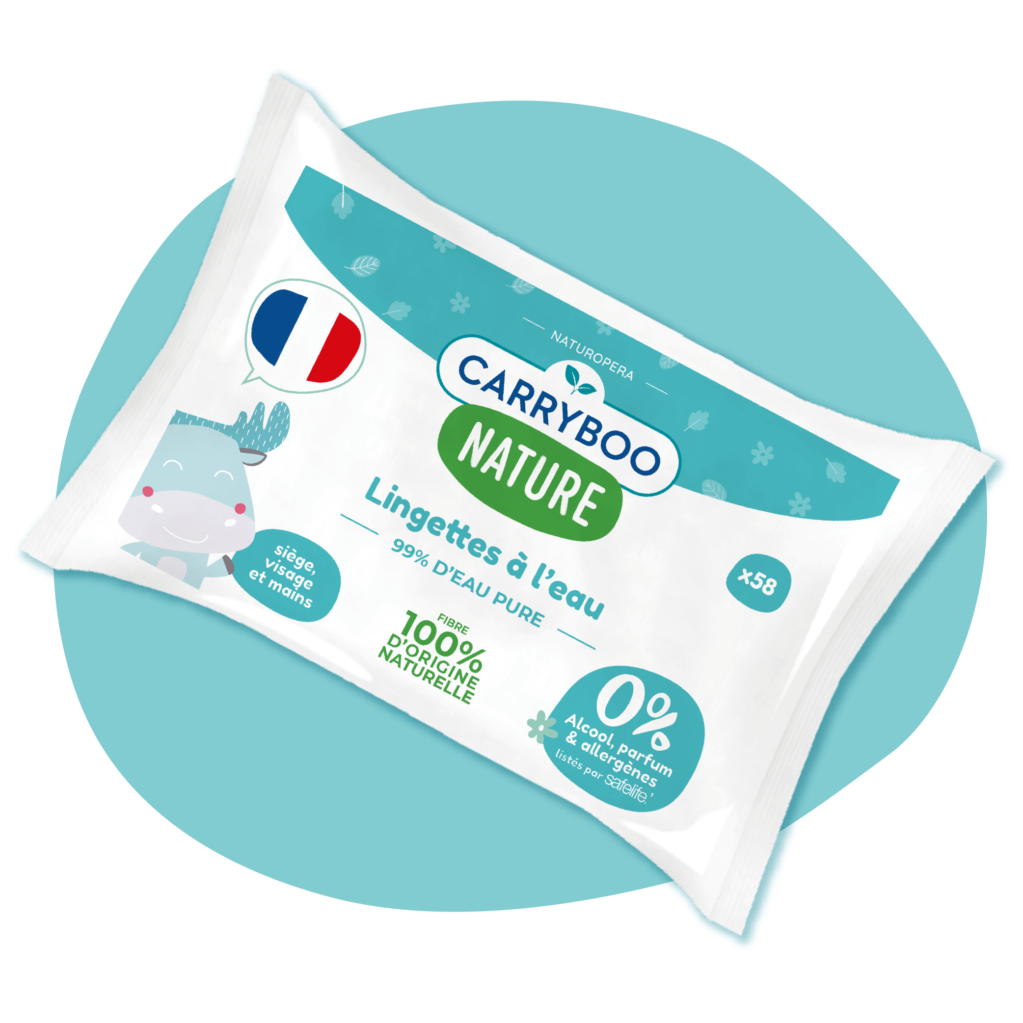 Lingettes bébé à l'eau pure - 100% compostables